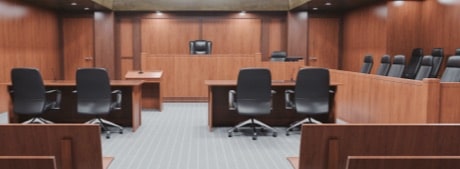 An empty courtroom.